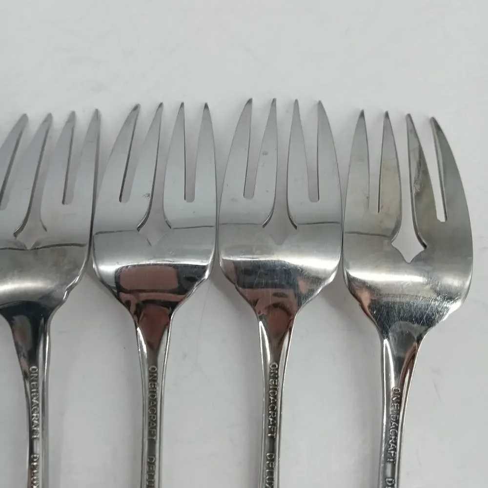6X SF Oneida CHATEAU Stainless Flatware Salad Forks Glossy USA
